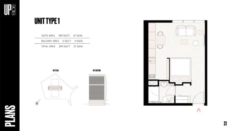 Upside Studio Apartment Unit Type 01 Floor Plans