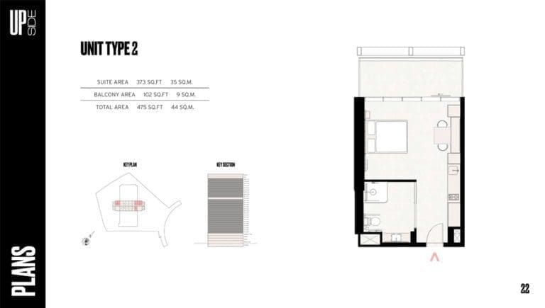 Upside Studio Apartment Unit Type 02 Floor Plans