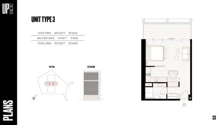 Upside Studio Apartment Unit Type 03 Floor Plans