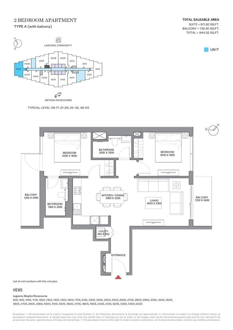 330 Riverside Crescent 2 Bedroom Apartment Type A Floor Plans