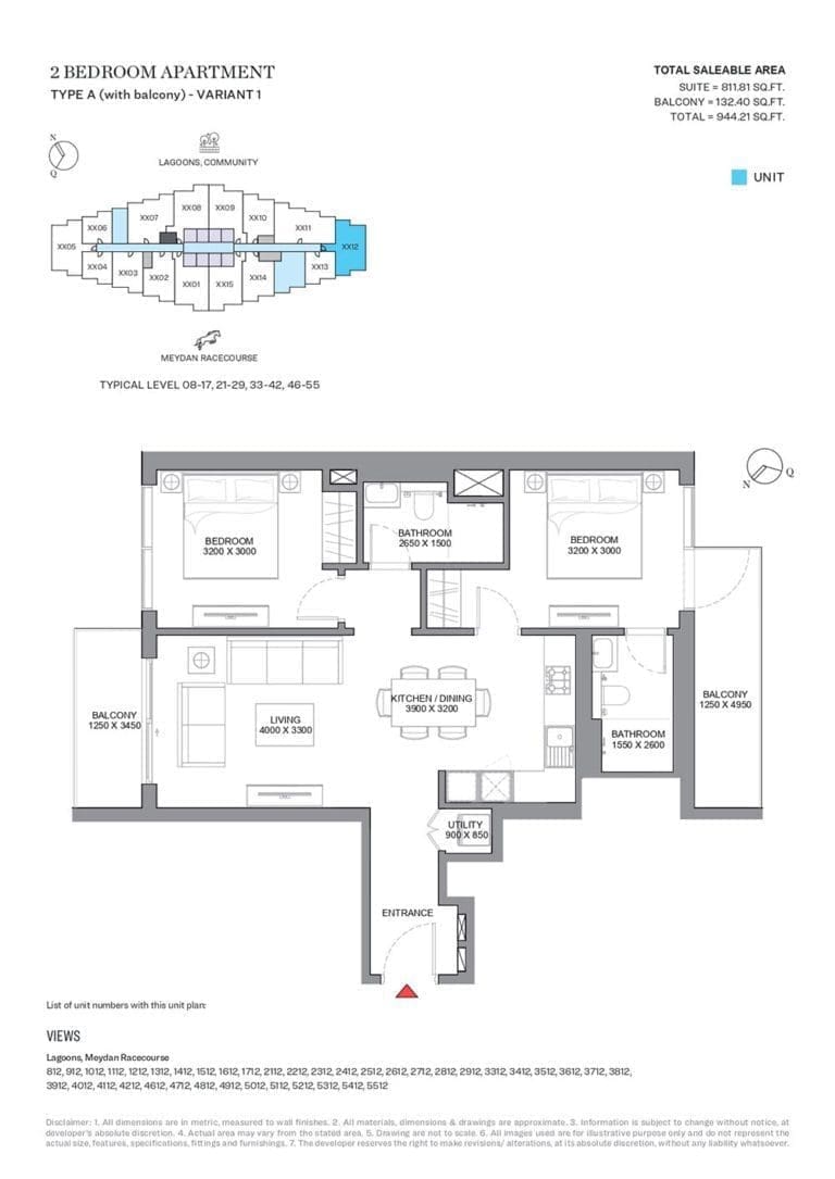 330 Riverside Crescent 2 Bedroom Apartment Type A Variant 1 Floor Plans