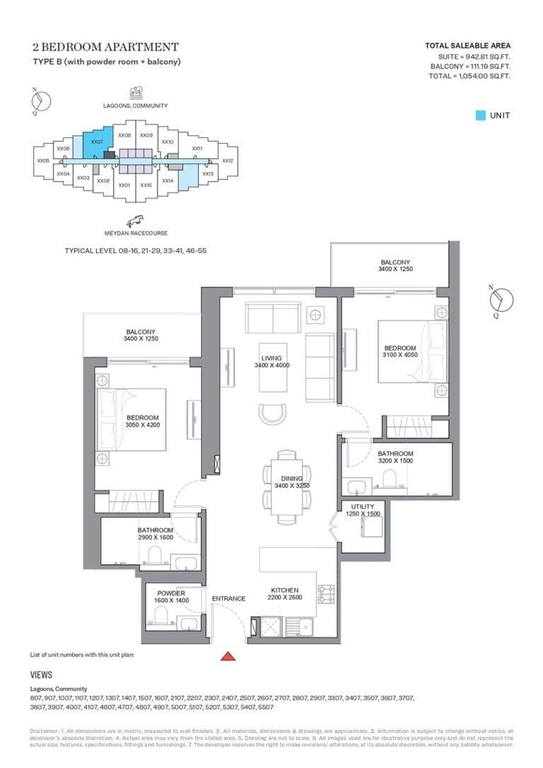 330 Riverside Crescent 2 Bedroom Apartment Type B Floor Plans