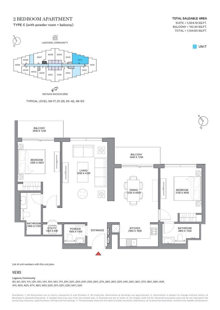 330 Riverside Crescent 2 Bedroom Apartment Type C Floor Plans