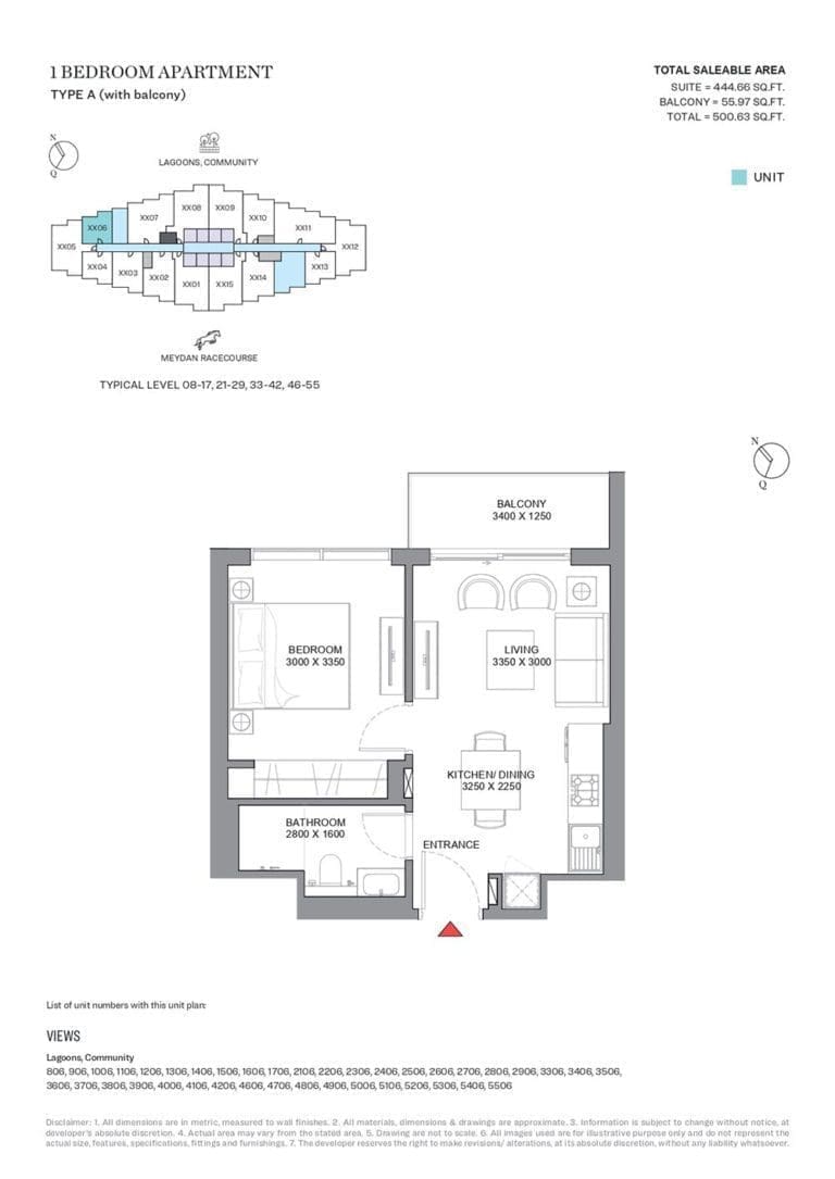 330 Riverside Crescent 1 Bedroom Apartment Type A Floor Plans
