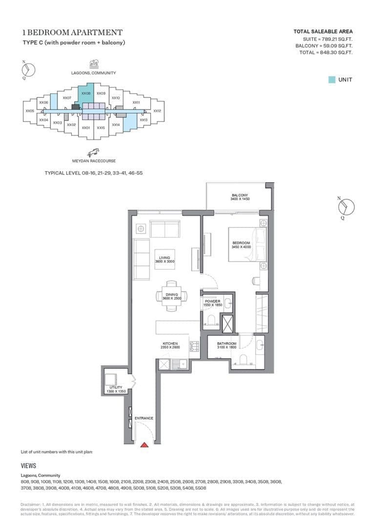 330 Riverside Crescent 1 Bedroom Apartment Type C Floor Plans