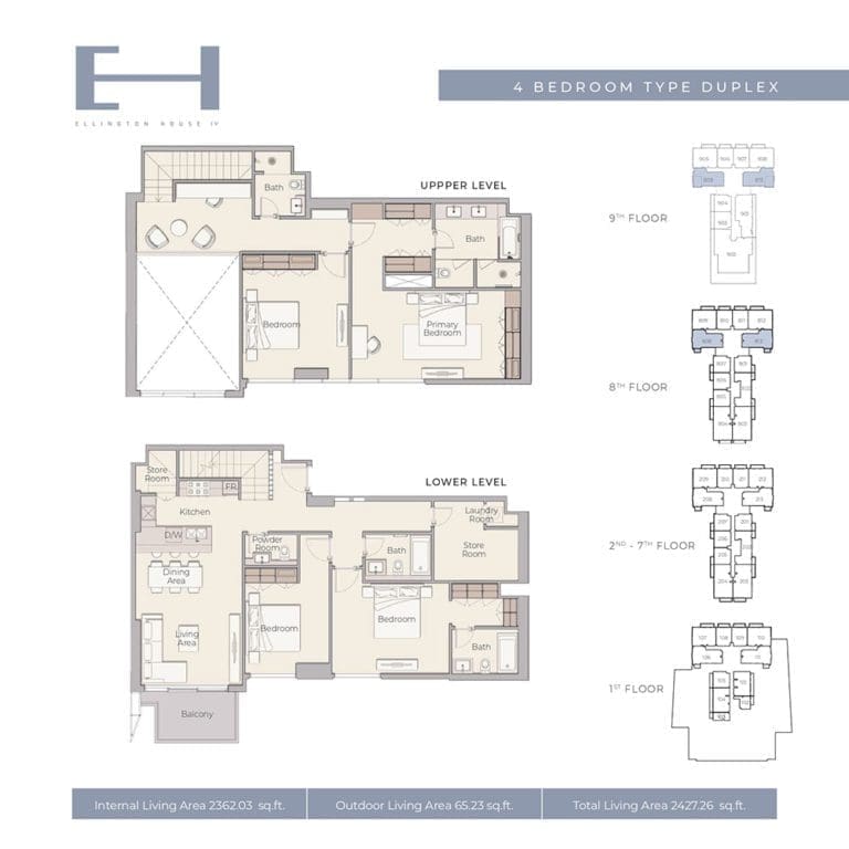 Ellington House 4 – 4 Bedroom Duplex Floor Plans