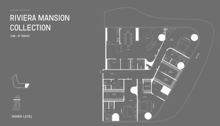Bugatti Residence 3 Bedroom St Tropez High Level Floor Plans