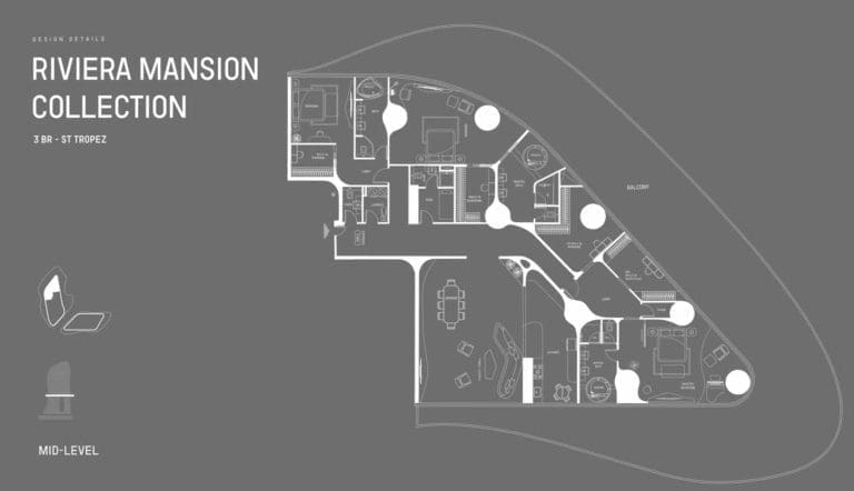Bugatti Residence 3 Bedroom St Tropez Middle Level – 1 Floor Plans
