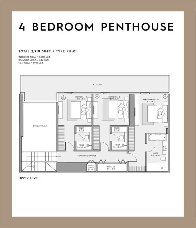 Deyaar Mar Casa 4 Bedroom Penthouse Upper Level Floor Plans