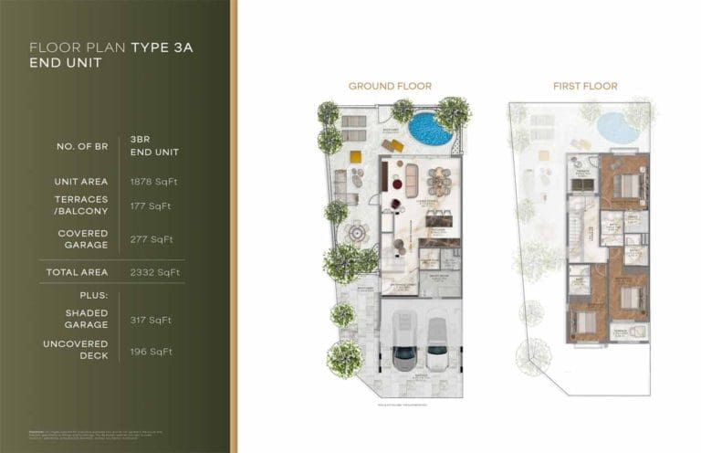 Jasmine Lane 3 Bedroom Townhouse Type 3A Mid Unit Floor Plan