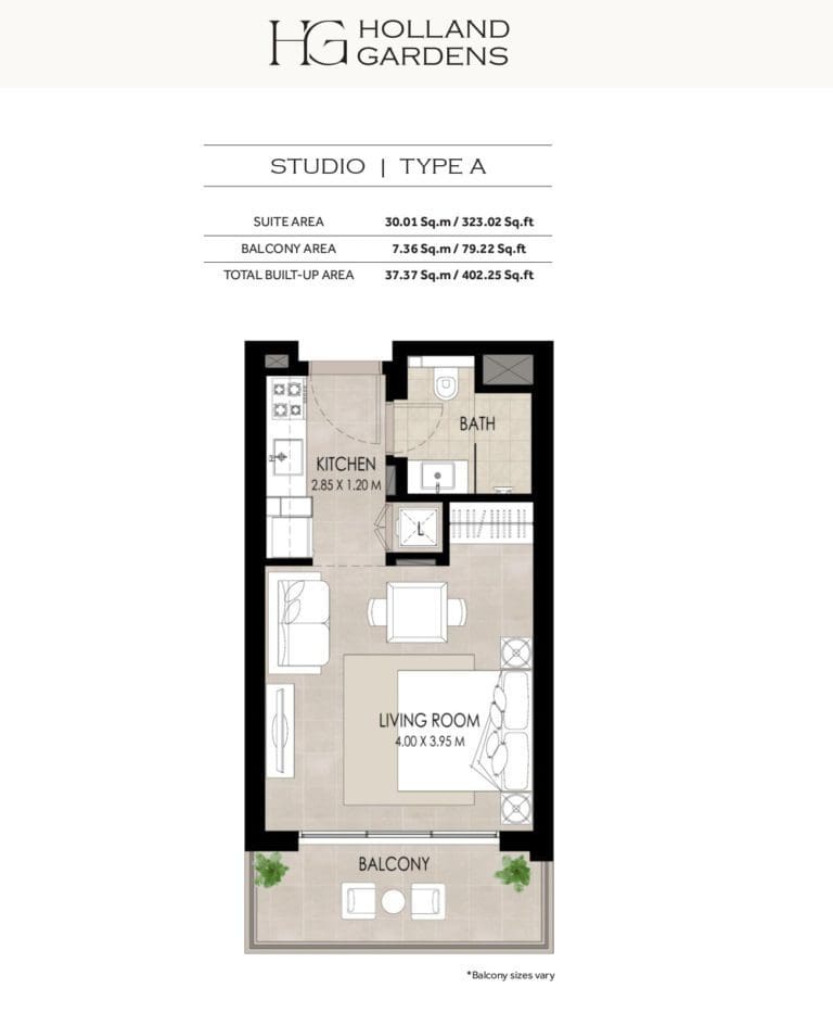 Holland Gardens Studio Apartment Floor Plans