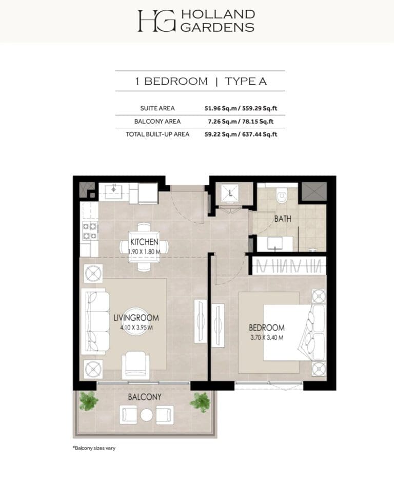 Holland Gardens 1 Bedroom Apartment Floor Plans
