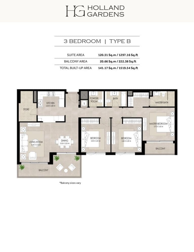 Holland Gardens 3 Bedroom Apartment Floor Plans