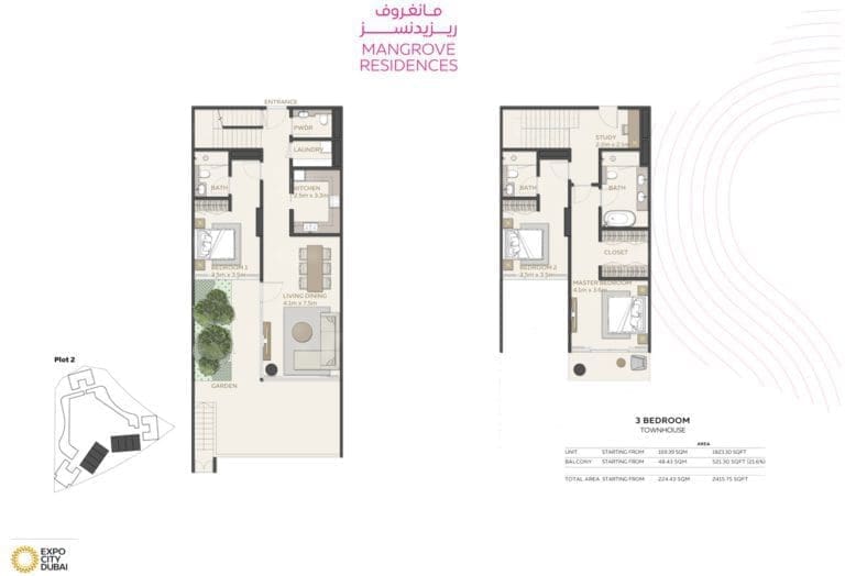 Mangrove Residences 3 Bedroom Townhouse Floor Plans