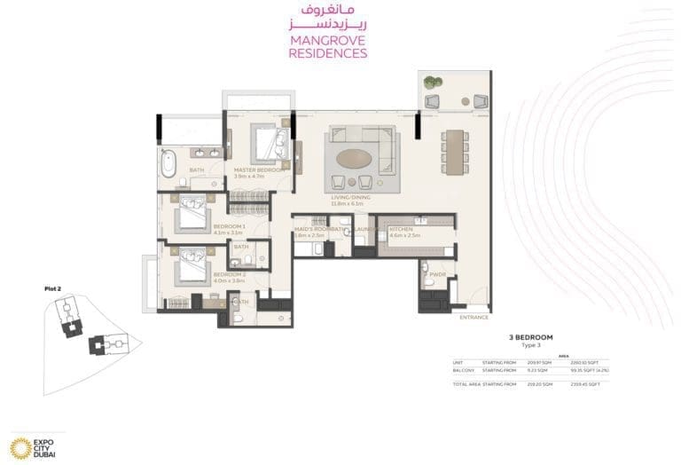 Mangrove Residences 3 Bedroom Townhouse Type 3 Floor Plans