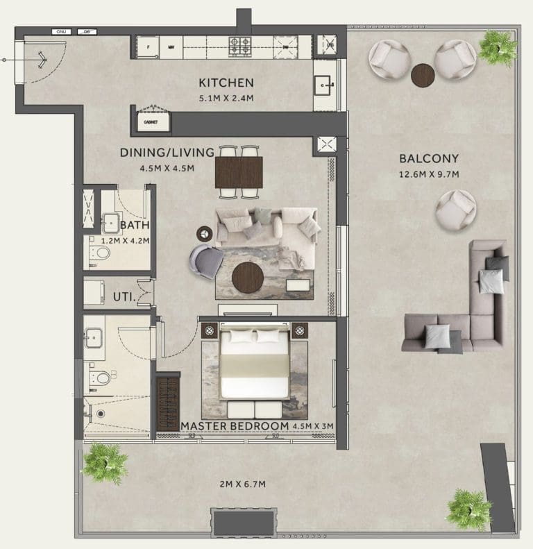 Marriot Residences 1 Bedroom Apartment -1 Floor Plans