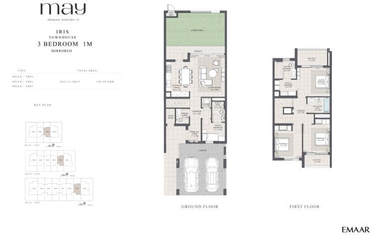 May Iris 3 Bedroom Townhouse Type 1M Floor Plans