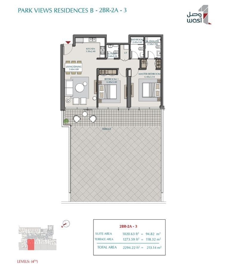 Park Views Residences 2 Bedroom Apartment Type 2A-3 Floor Plans