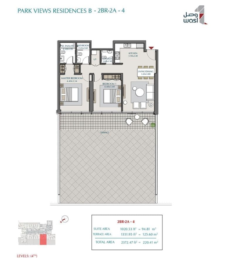 Park Views Residences 2 Bedroom Apartment Type 2A-4 Floor Plans