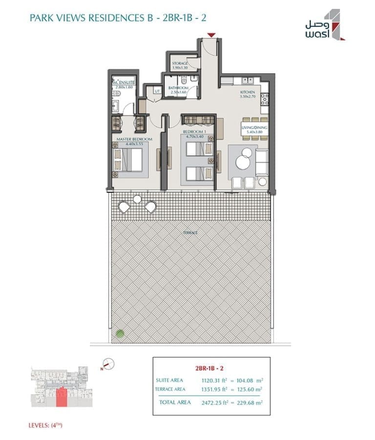 Park Views Residences 2 Bedroom Apartment Type 1B-2 Floor Plans