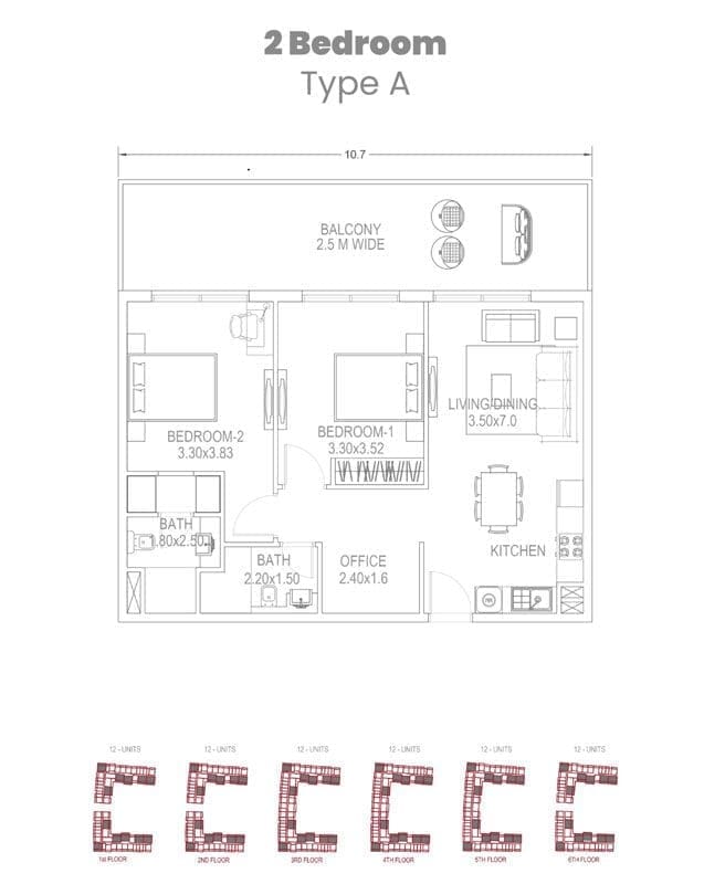 Petalz by Danube 2 Bedroom Apartment Type A Floor Plans