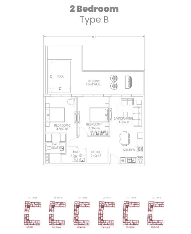Petalz by Danube 2 Bedroom Apartment Type B Floor Plans