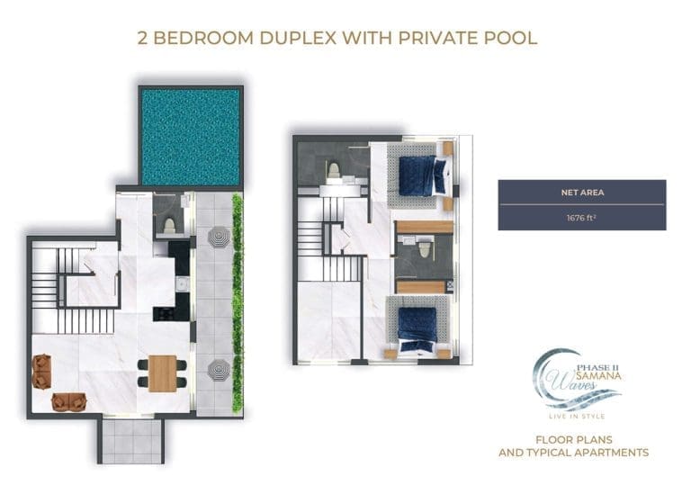 Samana Waves Phase 2 – 2 Bedroom Duplex with Private Pool