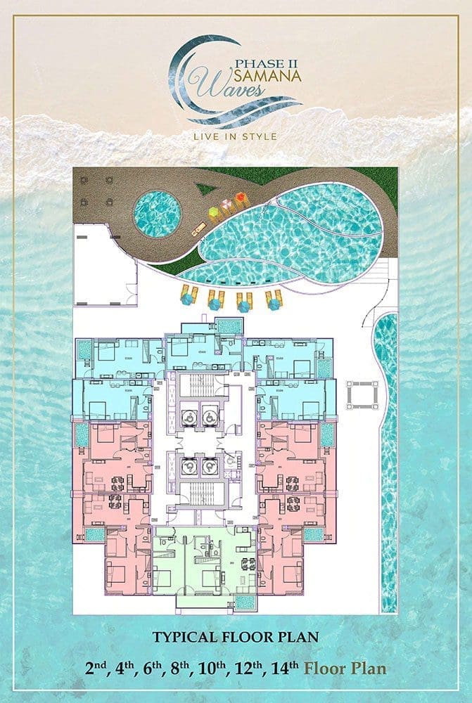 Samana Waves Phase 2 – 2, 4, 6, 8, 10, 12, 14 Floor Typical Floor Plans