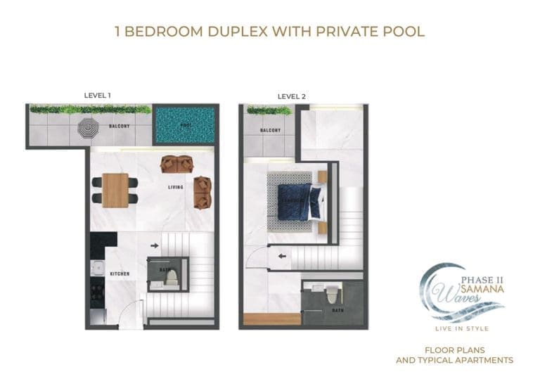 Samana Waves Phase 2 – 1 Bedroom Duplex with Private Pool