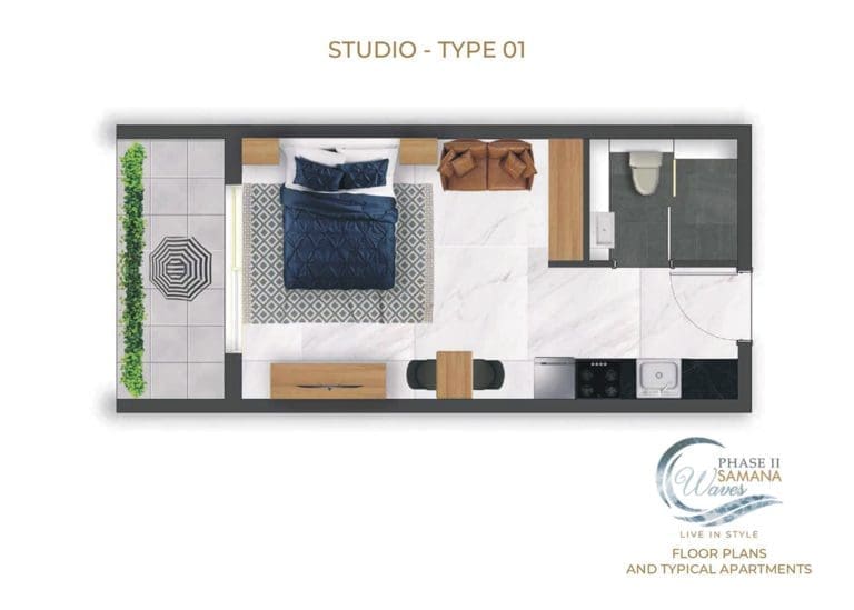 Samana Waves Phase 2 – Studio Apartment Type 01 Floor Plans