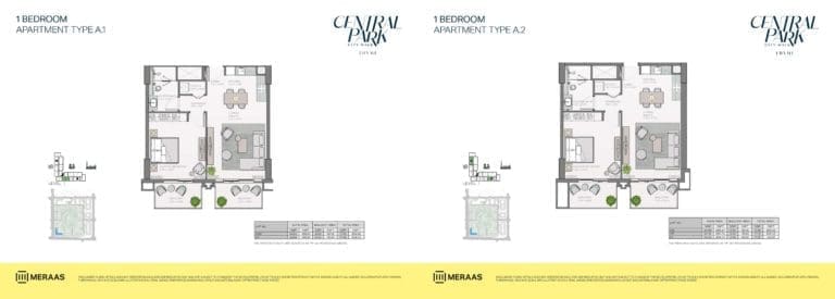 Thyme 1 Bedroom Apartment Type A.1 & A.2 Floor Plans