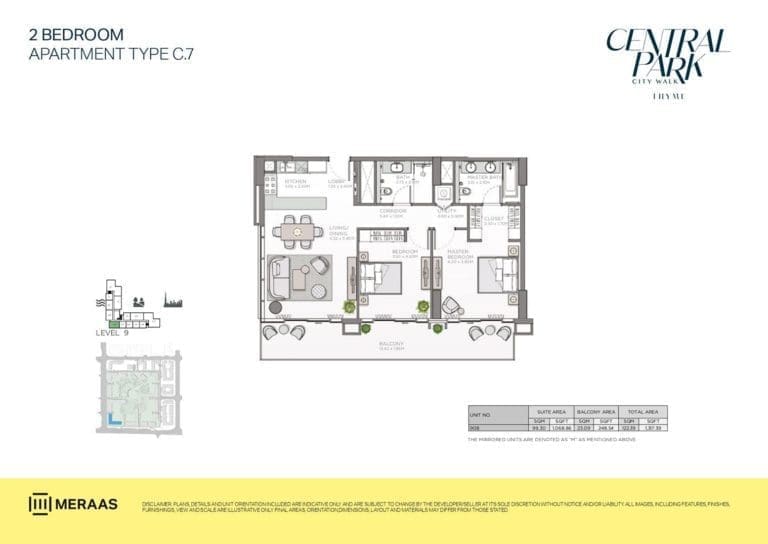 Thyme 2 Bedroom Apartment Type C.7 Floor Plans