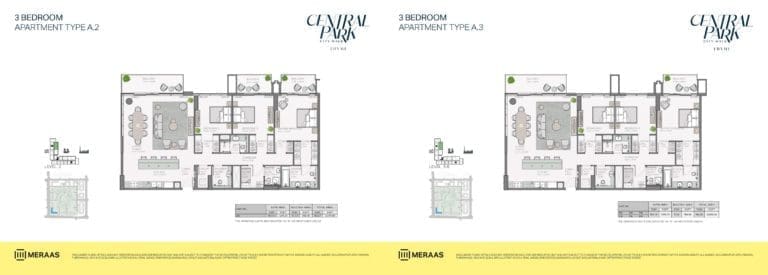 Thyme 3 Bedroom Apartment Type A.2 & A.3 Floor Plans