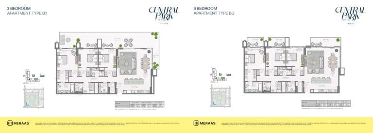 Thyme 3 Bedroom Apartment Type B.1 & B.2 Floor Plans