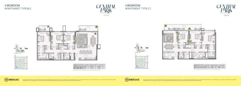 Thyme 3 Bedroom Apartment Type B.3 & C.1 Floor Plans