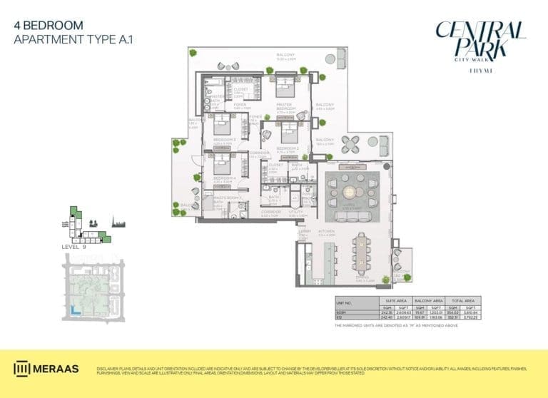 Thyme 4 Bedroom Apartment Type A.1 Floor Plans