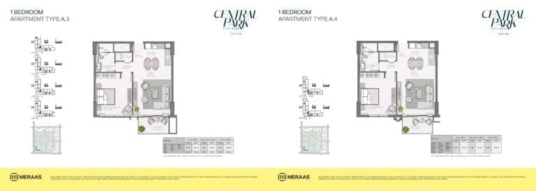 Thyme 1 Bedroom Apartment Type A.3 & A.4 Floor Plans