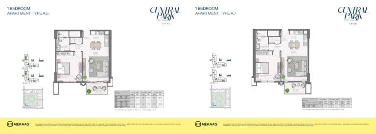 Thyme 1 Bedroom Apartment Type A.5 & A.7 Floor Plans