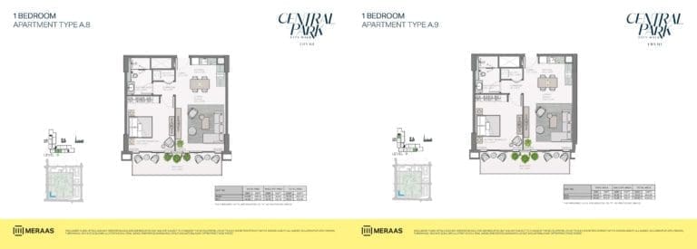Thyme 1 Bedroom Apartment Type A.8 & A.9 Floor Plans