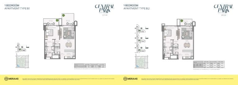 Thyme 1 Bedroom Apartment Type B.1 & B.2 Floor Plans