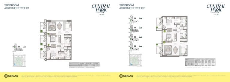 Thyme 2 Bedroom Apartment Type C.1 & C.2 Floor Plans