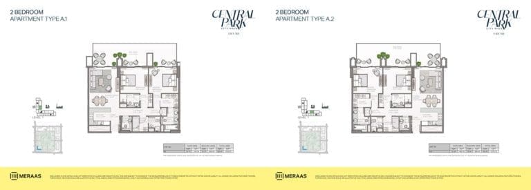 Thyme 2 Bedroom Apartment Type A.1 & A.2 Floor Plans