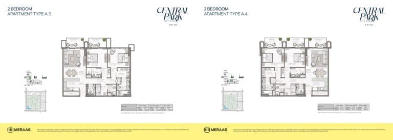 Thyme 2 Bedroom Apartment Type A.3 & A.4 Floor Plans