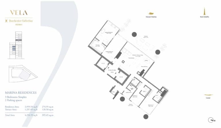 Vela by Omniyat 3 Bedroom Simplex Floor Plans