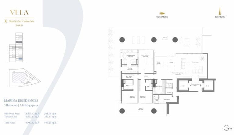 Vela by Omniyat 3 Bedrooms Floor Plans