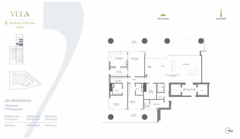 Vela by Omniyat 3 Bedrooms -1 Floor Plans