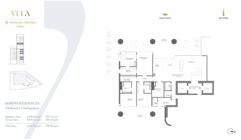 Vela by Omniyat 3 Bedrooms – 2 Floor Plans