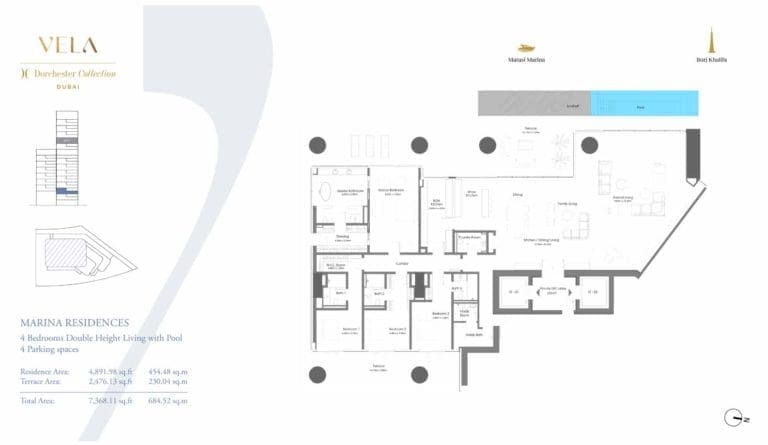 Vela by Omniyat 4 Bedroom with Pool Floor Plans
