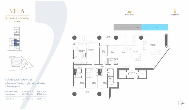 Vela by Omniyat 4 Bedroom with Pool – 2 Floor Plans
