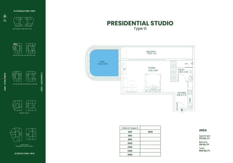 Danube Opalz Presidential Studio Apartment Type G Floor Plan